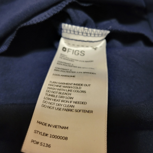 Figs Women's Long Sleeve Tunic Scrub Top Navy XL - Picture 5 of 9